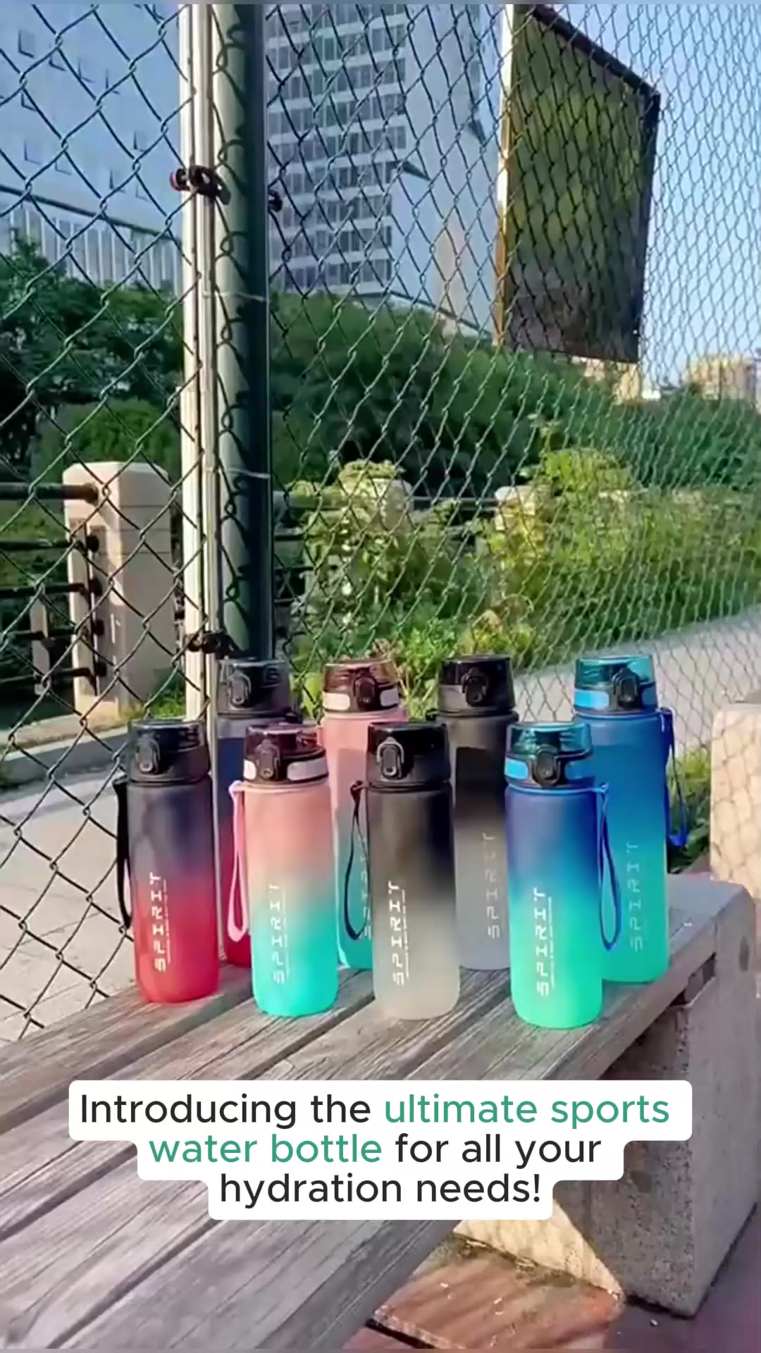 1 Liter Large Capacity Sports Water Bottle Leak Proof Colorful Plastic Cup Drinking Outdoor Travel Portable Gym Fitness Jugs 