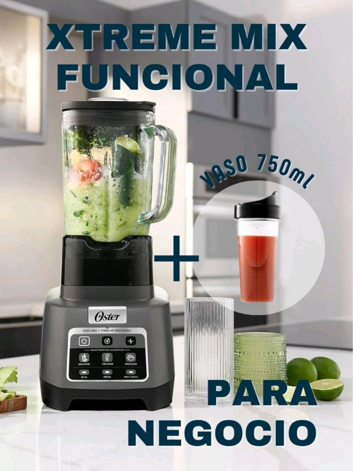 💥 ¡Potencia al máximo en tu cocina! 💪 Descubre la licuadora Oster® Xtreme Mix MAX CRUSH  🌀 con 1500W, cuchillas de titanio ⚙️ vaso de vidrio Boroclass™ de 2L 🧊 y vaso personal de 750ml 🔥 Perfecta para smoothies, harinas, salsas y más 🍓🥜🍰 #OsterXtremeMix #CocinaConPotencia #MaxCrush #limaperu🇵🇪 #cercadodelima #fyp #enviosnacionales #RecetasFáciles 