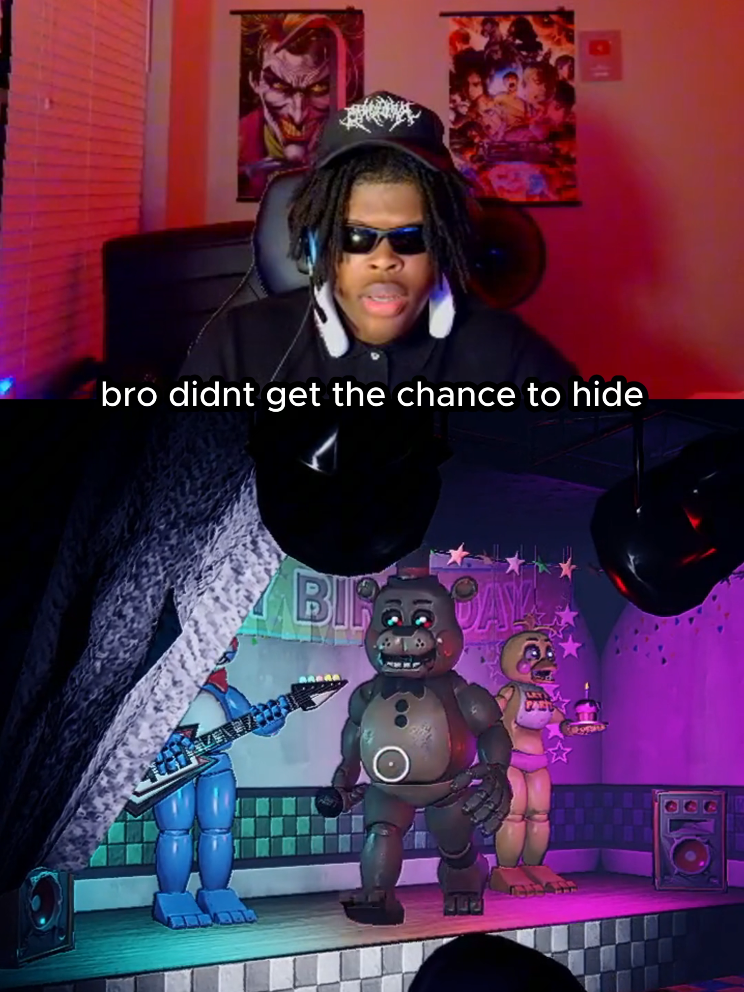 bro didn't even get the chance to hide 😂 (Twitch/YT: HeyyVance) #fnaf #freddy #scarygames #jumpscare #fypage #viral