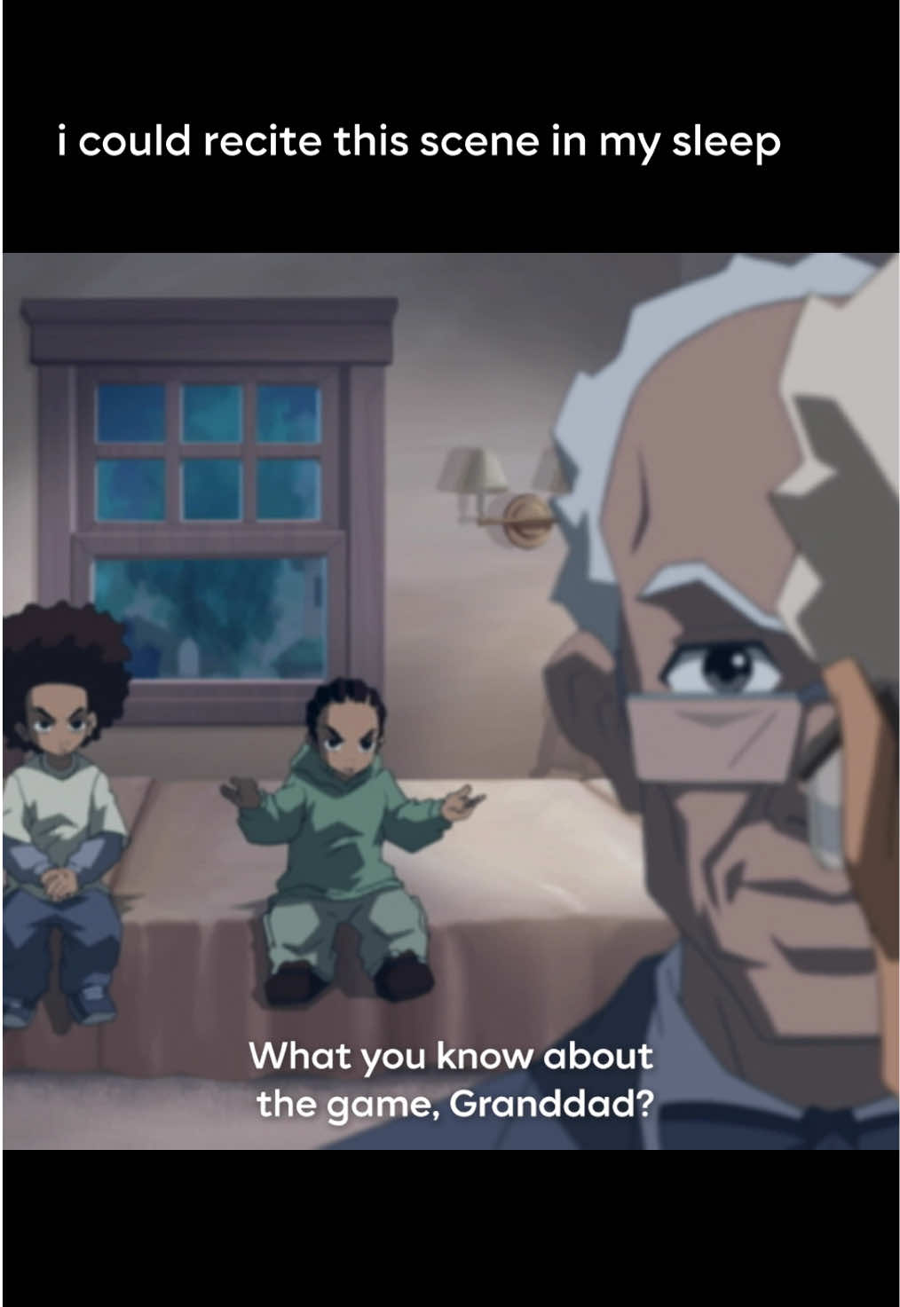 Game recognize game. #TheBoondocks #HueyFreeman #RileyFreeman #RobertJebediahFreeman #ReginaKing #JohnWitherspoon