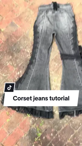 Replying to @BunnyBaguette to make it more like the og:  When you sew the lace up the sides, leave extra at the top (not sewn) so you can tie a bow. Also my jeans didn’t have belt loops, but if yours do you can tie on ribbons.  #altgirl #altfashion #thriftflip #thriftfliptutorial #sustainablefashion #upcycling #upcycledfashion #upcycledjeans #DIY #diyfashion #sewing #sewingtutorial 