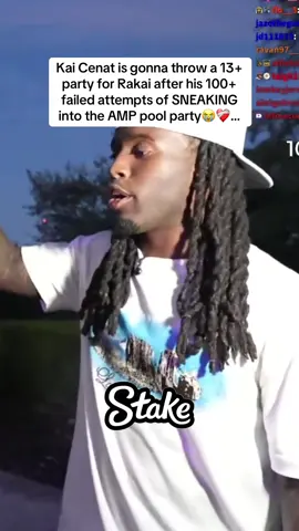 Kai Cenat is gonna throw a 13+ party for Rakai after his 100+ failed attempts of SNEAKING into the AMP pool party😭❤️‍🩹… #kaicenat #kaicenatclips #amp 