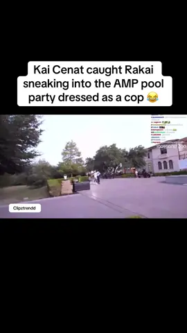 Kai Cenat caught Rakai sneaking into the AMP pool party dressed as a cop 😂 #kai #rakai #amp #viral #trending 