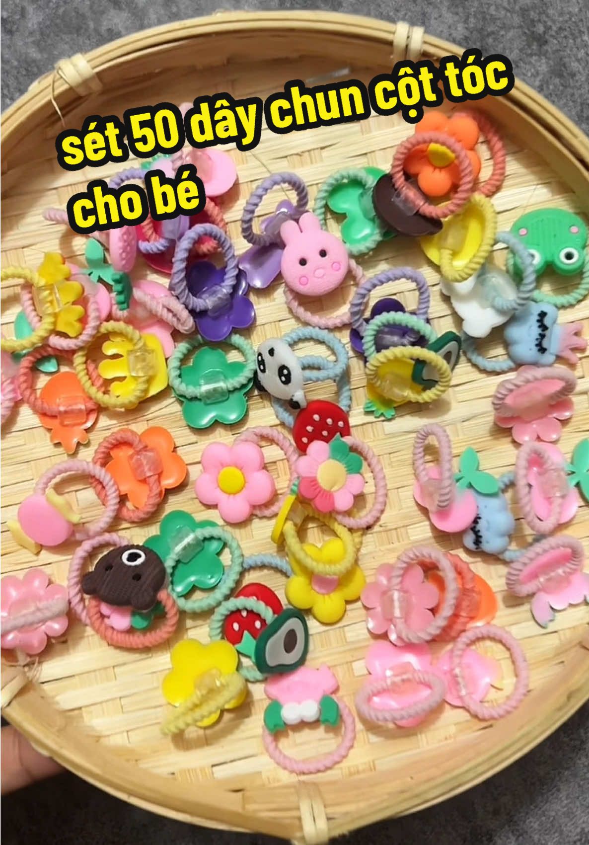 sét 50 dây chun cột tóc xoắn ốc cho bé yêu rất nhiều hình vật đáng yêu cho bé #set50daycot #daychuncottocbe #daychunxoanocdethuong #phukientocxinh #taphoahaichiem 