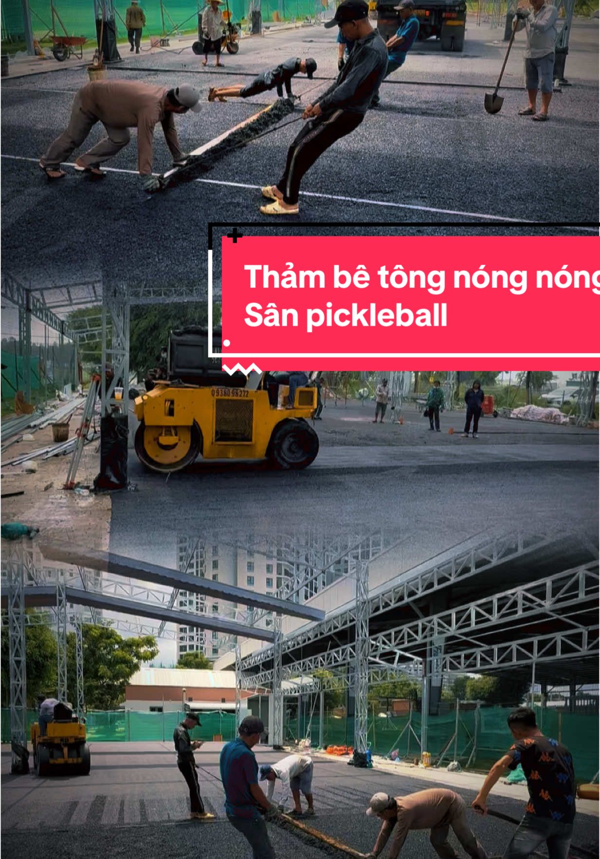 Thi công thảm bê tông nhựa nóng cho sân pickleball – giải pháp tối ưu cho độ bền, độ êm và khả năng chịu lực