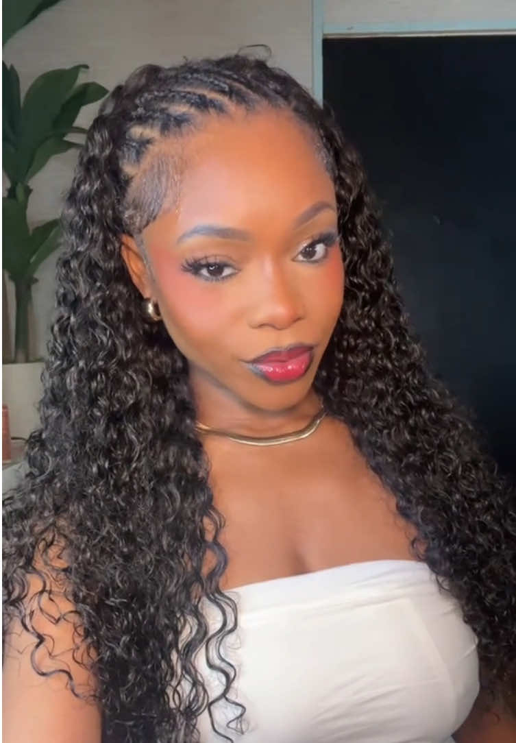 Being able to do your own hair is a blessing 🥰💖 @UCHECHI ❤️  Water wave 26” 250% Density Wear Go Half Wig  #iseehairbeauty #iseehalfwig #halfwigtok #waterwave #fulanibraids 