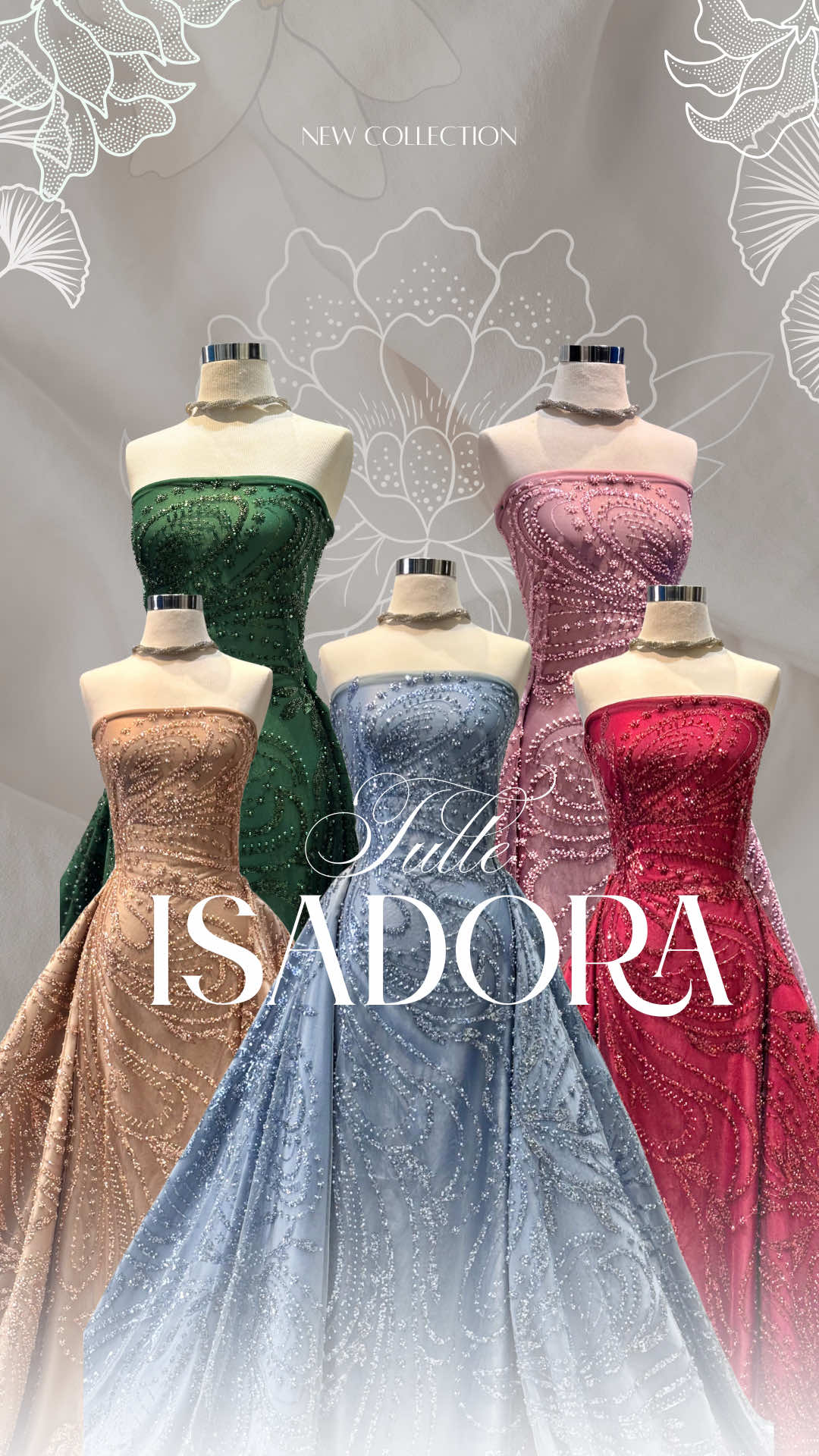 *NEW COLLECTION ARRIVED* ✨ *ISADORA TULLE - Glamour Redefined* 🌟 *PREMIUM SEQUINED TULLE COLLECTION* 🌟 `Setiap layer tulle dihadirkan dengan kemewahan payet berkilau yang menawan. Dibuat dengan teknik aplikasi payet premium yang menghasilkan efek gradient memukau, memberikan dimensi dan keanggunan pada setiap sentuhan cahaya` 💎 *LUXURY CHOICE FOR SPECIAL MOMENTS* •Sequined details dengan pola •gradient yang stunning •Material tulle premium berkualitas tinggi •Finishing halus untuk draping yang sempurna •Perfect untuk evening gown dan kebaya mewah 💰 *SPECIAL LAUNCH PRICE : Rp ~135.000~/m =  Rp 125.000/m* Worth every glamorous moment 🎨 *AVAILABLE COLORS:* ▫️ Dusty Pink - Soft Romance ▫️ Navy - Deep Elegance ▫️ Denim - Contemporary Style ▫️ Emerald Green - Luxurious Shine ▫️ Cokelat - Stability, Tranquility and Reliability ▫️ Maroon - Bold Statement 📍 VISIT OUR STORE: Jl. Gatot Subroto No 8-10, Surakarta Open: Senin-Minggu 09.00-20.00 WIB * Info pemesanan dan selengkapnya bisa menghubungi :  ~ Admin 1 : ‪082223557953‬   ~ Admin 2 : 082241293443 #tile #tiledesign #tilepayet #tiledress #tulle #tullelace #tullepayetmurah 
