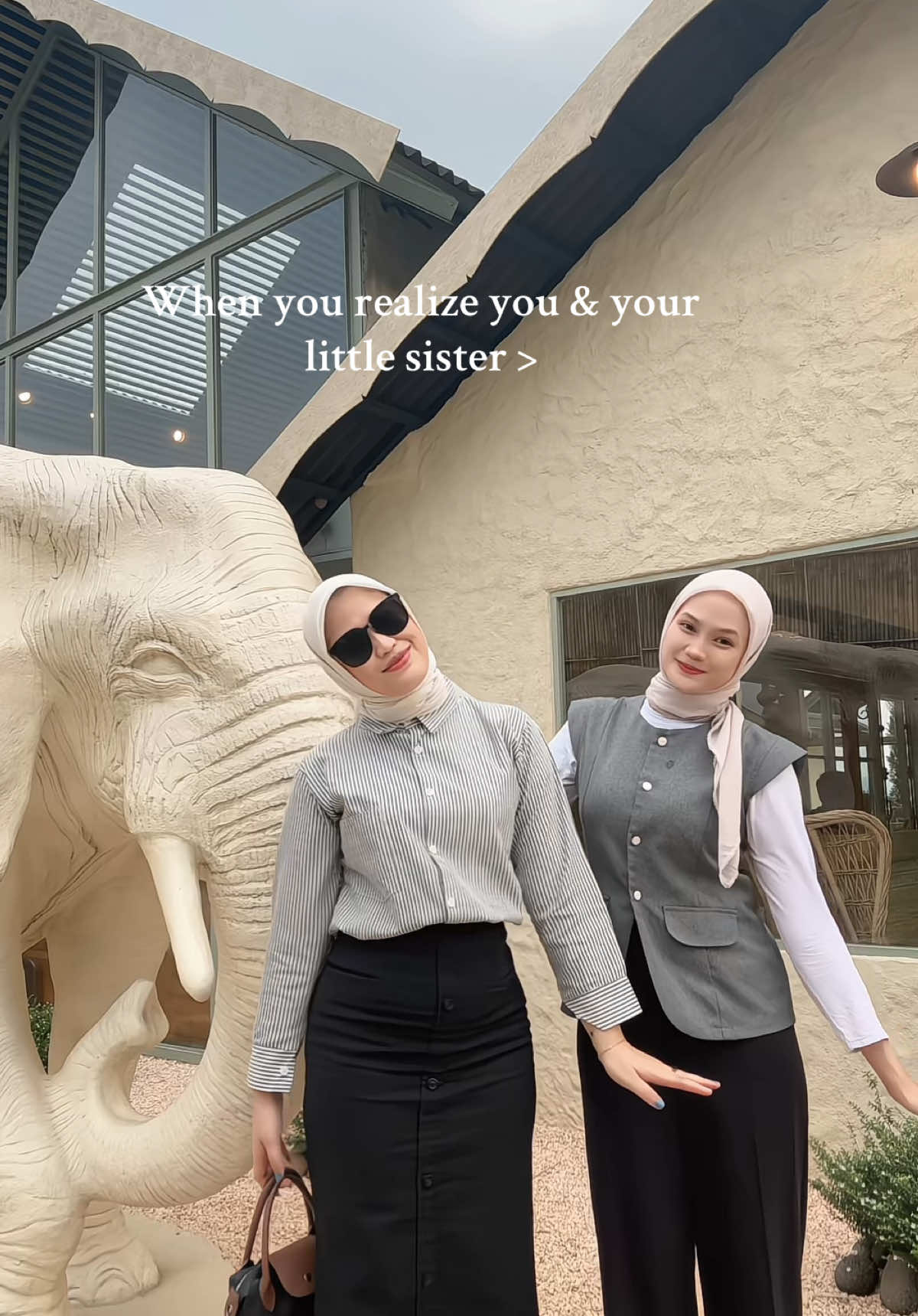 If your compatibility is accidental, are you really siblings? #fitcheck #OOTD #otdbaguskeren #shopatvelvet #outfitideas #fitspo #kemeja abu abu outfit hijab #abuabuputih #otd abu putih #bff  @Adeliasyalsyah 