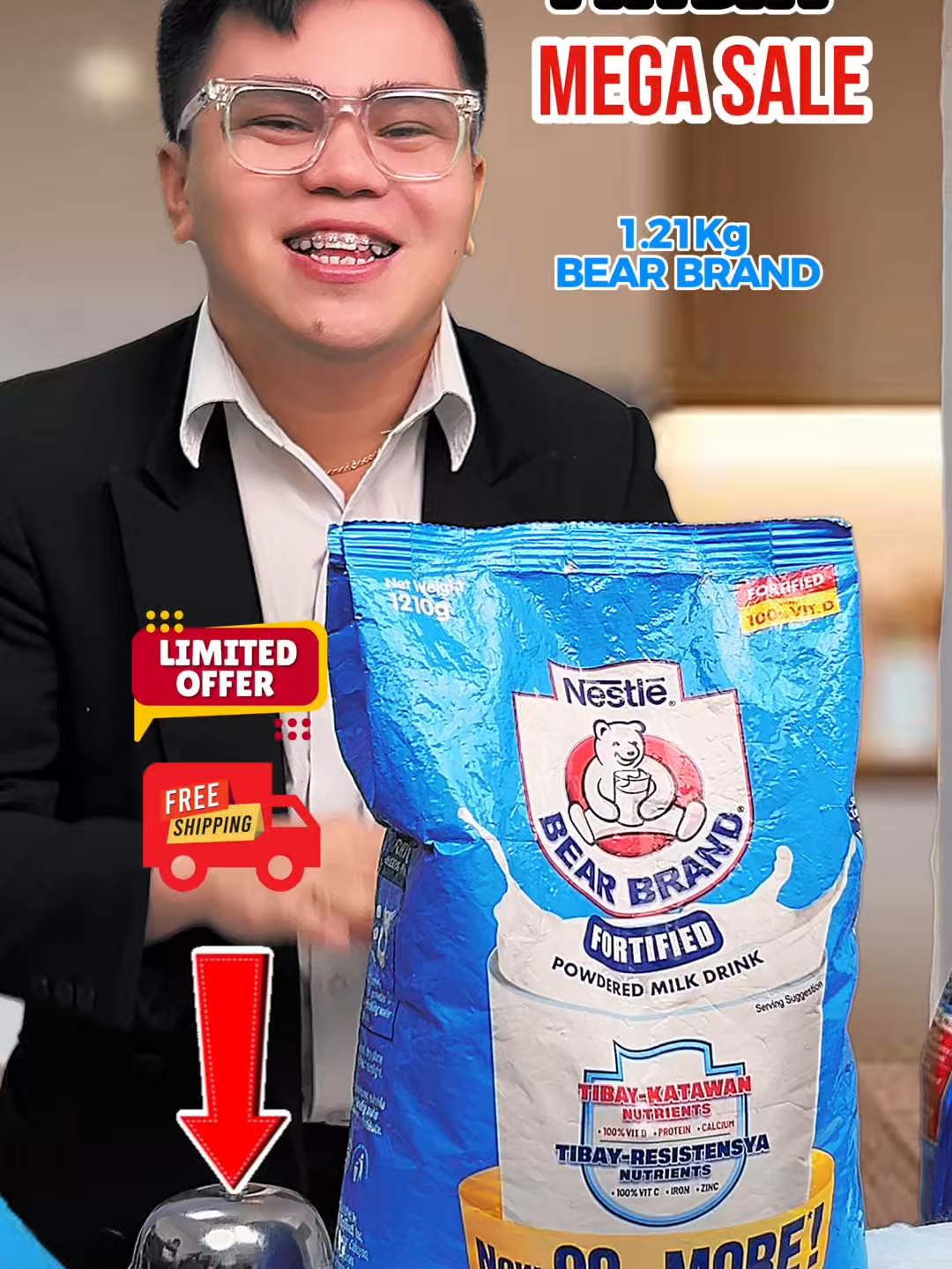 Sulitin ang PAYDAY MEGA SALE! Naka-BAGSAK PRESYO Ang paborito mong 1.21kg Bear Brand. May free shipping pa! #nestle #bearbrand #milk #fortified #fysavings #freeshipping #limitedoffer #bigdiscount #paydaysale #funtasticpayday #funtasticpaydaysale #sale #off #megasale