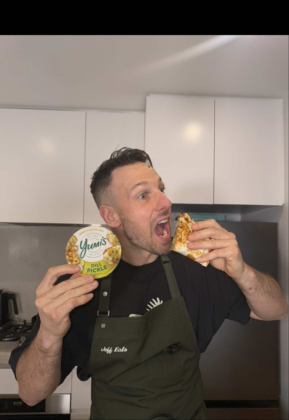 Smash Burgers with @Yumi's Foods Dill Pickle Dip Ingredients (for 4 servings): 	•	500g Extra Lean Mince 	•	4 regular Wraps 	•	2 Medium Tomatoes 	•	60ml Tomato Sauce 	•	60g Burger Pickles 	•	8 Burger Cheese Slices 	•	100g Brown Onion 	•	2 cups Iceberg Lettuce 	•	80g Yumi’s Dill Pickle Dip Method: Step 1. Smash your mince down evenly on your four wraps till flat. Step 2. Chop up one onion into small pieces. Chop your lettuce. Chop your tomato. Step 3. In a small fry pan on medium heat, add a splash of olive oil. Then cook your onion till brown and set aside. Step 4. On a bigger fry pan, bring to medium heat. Use some spray oil and then add your smash burger to the pan. Once one side is cooked, flip over. Then add your burger cheese on top. Place lid over fry pan till cheese melts. Do this four times for your four wraps.  Step 5. Assemble your smash burger. Add your tomato sauce, lettuce, tomato, pickle, cooked onion. Then add Yumi’s Dill Pickle Dip. Fold it in half, cut it in half, and enjoy. Nutrition Per Serving (Total: 4 servings): 	•	Calories: 492 	•	Protein: 37g 	•	Carbs: 36.9g 	•	Fat: 21.7g Smash burgers with delicious Yumi’s Dill Pickle dip  #YumisDillPickleDip #YumisDips #DillPickle #ad #delicious #smashburger 