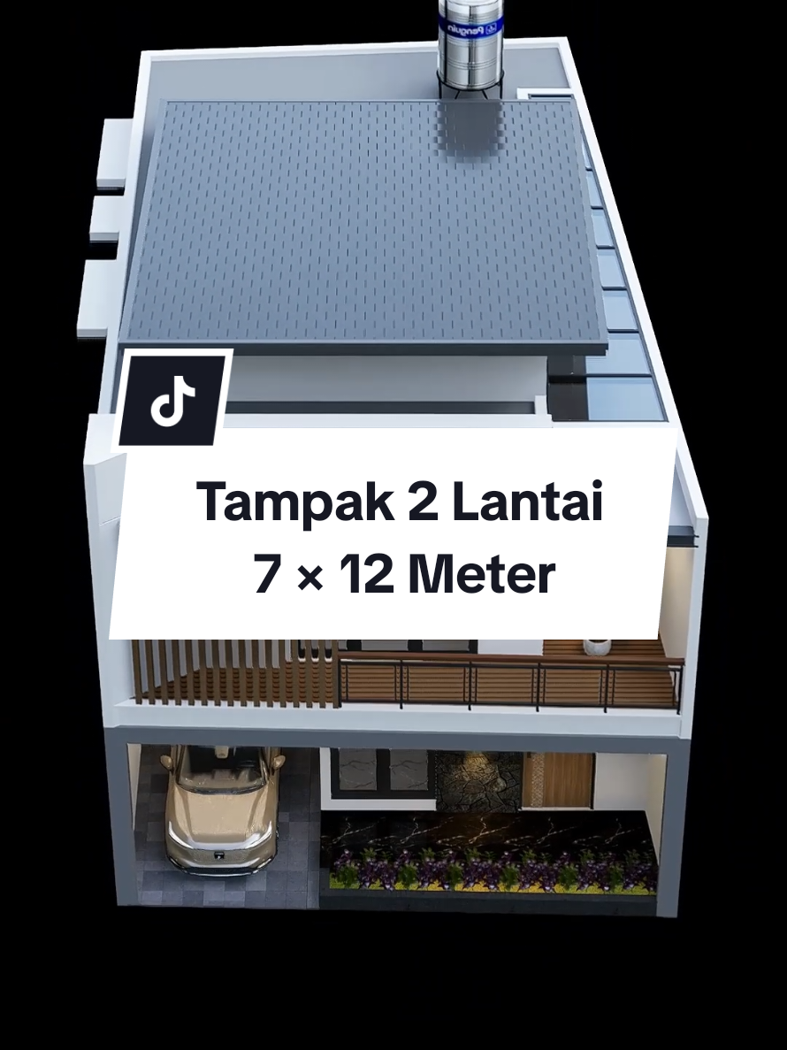 Tampak Rumah 2 Lantai | 7 × 12m #skaladesain #arsitektur #rumah #denah #denahrumah #desainrumah #rumahidaman #rumahimpian #fyp #xyzbca 