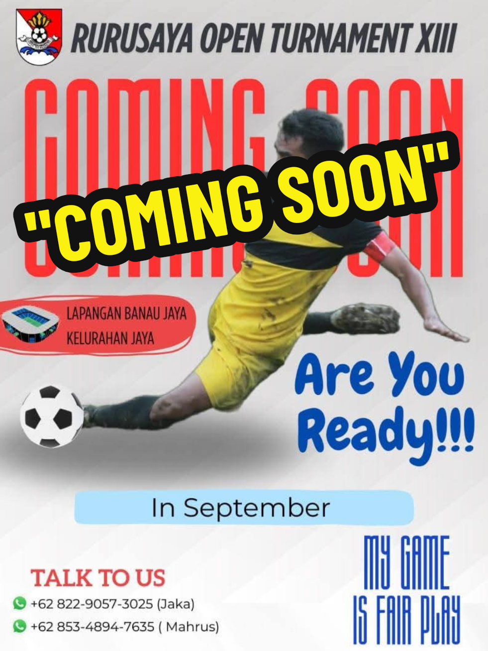 Siapkan Team terbaik anda karena September nanti Liga Bergengsi Lapangan Gawang sedang akan di selenggarakan di Kelurahan Jaya, dan jangan lupa nantikan pendaftaran di bulan Agustus nanti. Are You Ready🫵. #kelurahanjaya #tidore #ternate #sepakbolatidore #tarkamtidore #ropment13 #rurusaya #jai #fyp 
