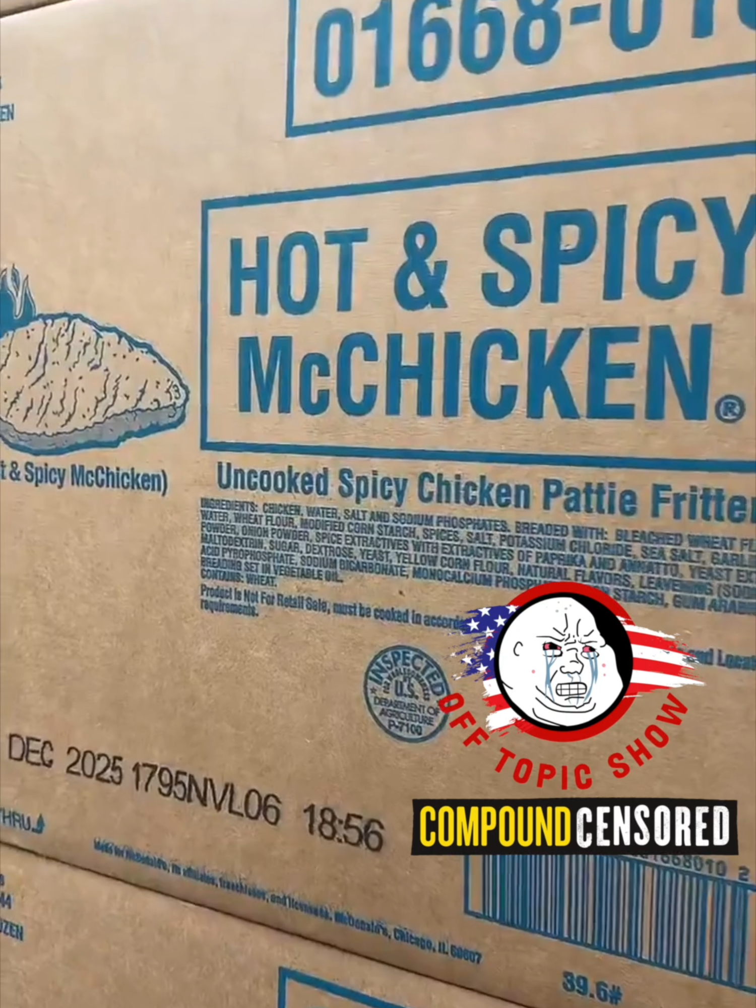 Shocking McDonald’s Truck Delivery Exposé: The Truth About Fast Food Ingredients Revealed! In a jaw-dropping revelation, a McDonald’s truck delivery worker has pulled back the curtain on the fast food giant’s food quality, exposing the unsettling truth about what’s really in your favorite McDonald’s menu items. From McChickens and McNuggets to their iconic Apple Pies, this courageous worker filmed inside the delivery truck, showcasing the boxes of food with their full ingredient lists plastered on the sides. With a passionate plea, the worker urges everyone, “Please stop eating this sh*t!” This eye-opening video is a wake-up call for anyone who’s ever grabbed a quick meal at McDonald’s, shedding light on the declining food quality in America’s fast food industry. Watch as we dive into the shocking details, analyze the ingredients, and discuss why this viral video is sparking a nationwide conversation about what we’re really eating. Are you ready to rethink your fast food habits? Hit play, share your thoughts in the comments, and join the movement for healthier eating! Don’t forget to like, subscribe, and hit the bell for more hard-hitting exposés on the food industry. #McDonaldsExposed #FastFoodTruth #FoodQuality #McDonaldsIngredients #FastFoodSecrets #HealthyEating #FoodIndustryExposed #McNuggets #McChicken #ApplePie #FastFoodNation #FoodAwareness #ViralVideo #FoodSafety #AmericanFood #HealthAndWellness #FastFoodHorrors #IngredientReveal #StopEatingFastFood #FoodTransparency #HealthWarning #FastFoodScandal #WhatsInYourFood #FoodQualityDecline #WakeUpAmerica #compoundcensored #offtopicshow