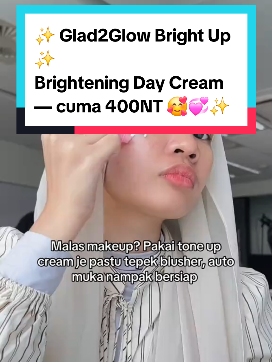 ✨ Glad2Glow Bright Up ✨ Brightening Day Cream — cuma 400NT! Kulit cerah, lembap, dan glowing natural tiap hari 🌤️ Tekstur ringan, hasil maksimal! 🌸 📦 Ready stock bebb 🥰💞✨ #tkwtaiwan_indonesia🇮🇩🇹🇼 #taiwan🇹🇼 #glad2glow #readytaiwan 