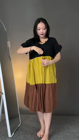 Daster kombinasi warna busui friendly murah dan nyaman dipakai #promoseruweekend #outfitwanitadress #rekomendasioutfit 