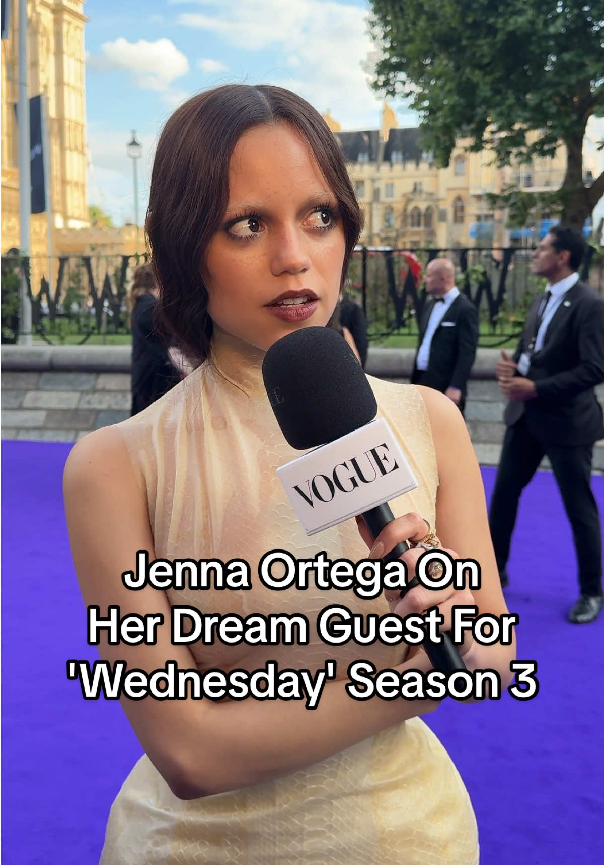 “Wednesday doesn’t want people around her.” #JennaOrtega on her dream guest for #Wednesday season 3.