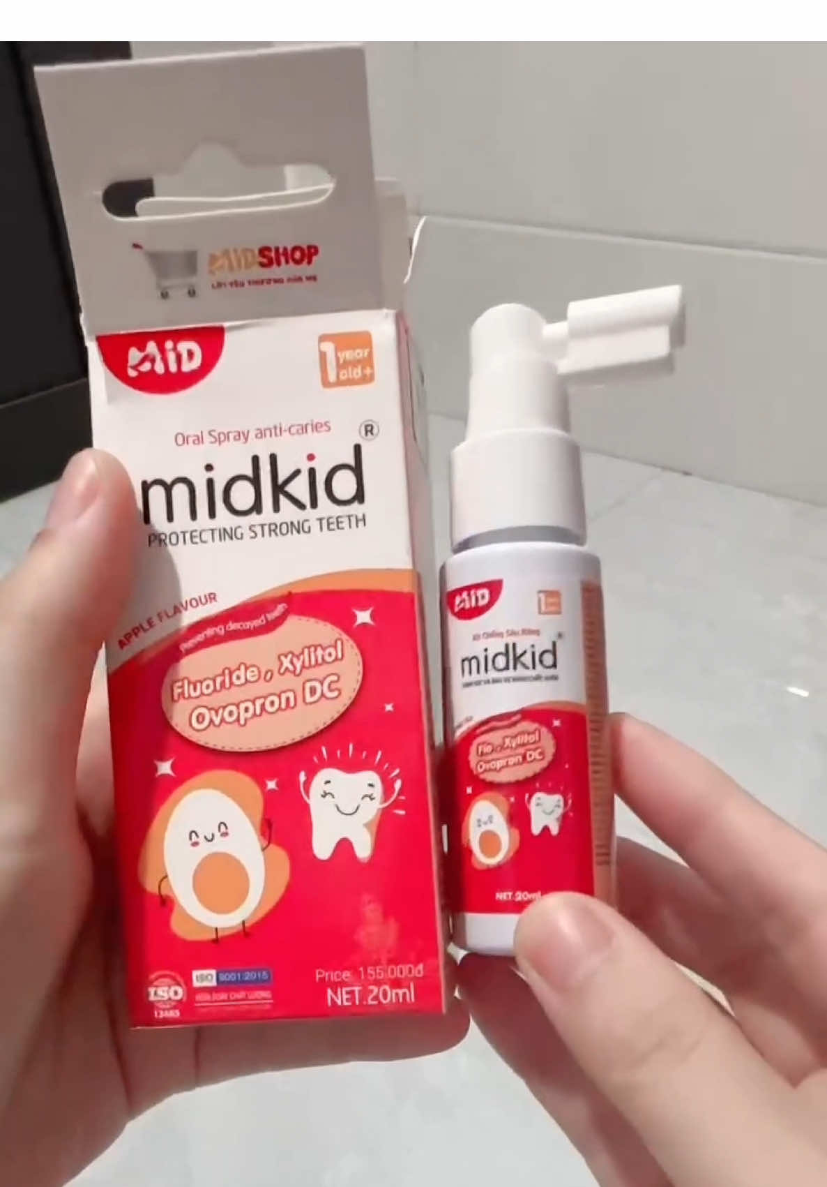 Xịt chống sâu răng MIDKID vị táo 20ml cho bé từ 1 tuổi, vị ngọt thơm, nuốt an toàn - Tặng Sticker Midkid🌸 #xuhuong #viral #riview #xitchongsaurang #midkid #chamsocrangchobe 