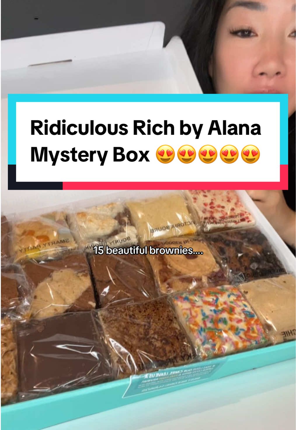 What a fun mystery box full of brownies, blondes, cakes, all sorts 😍😍😍😍 #eatwithgg #ggflavour #ridiculouslyrichbyalana #brownies #desserttok 