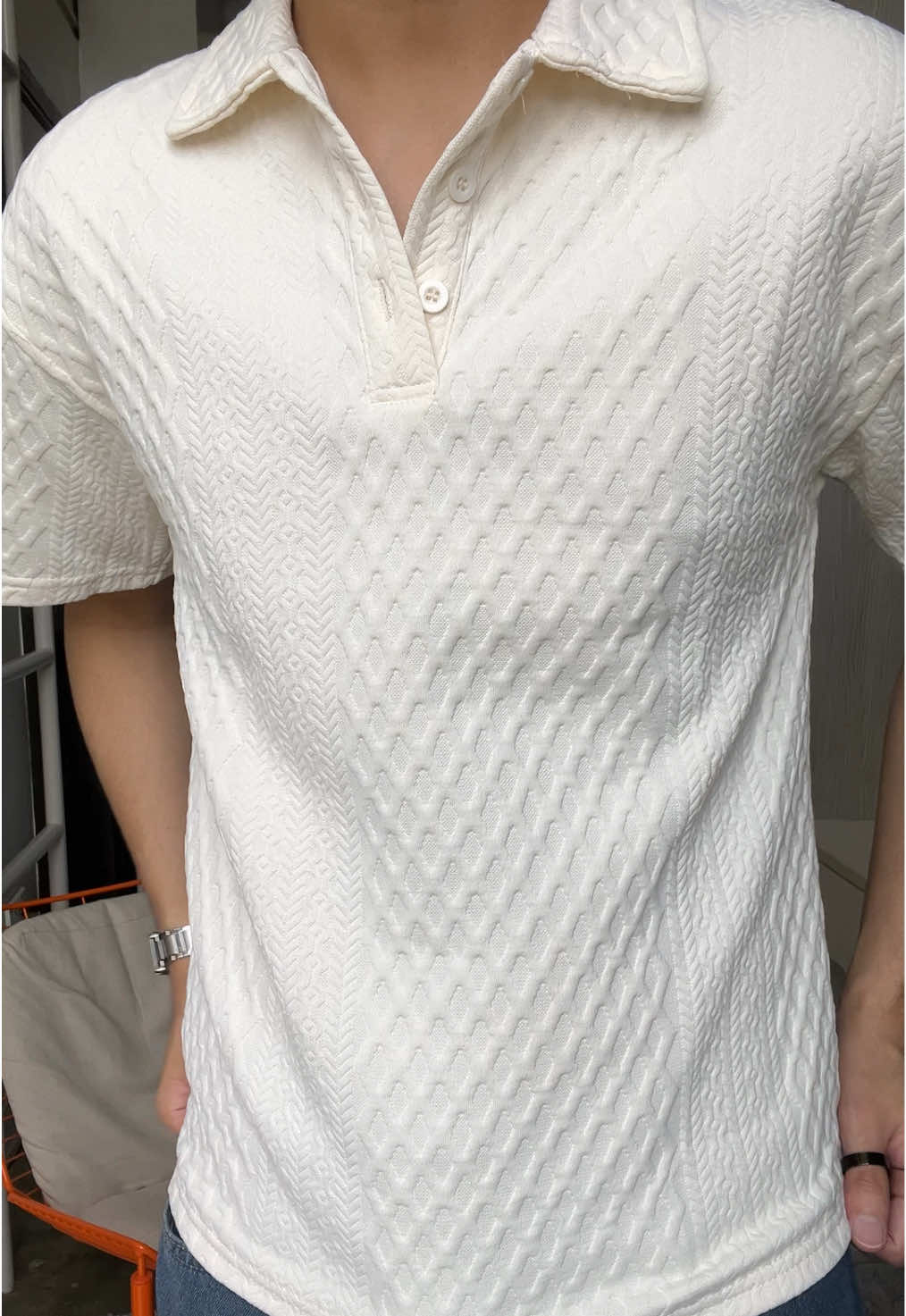 Textured polo shirt #huilishi #casualpolo #menswear 