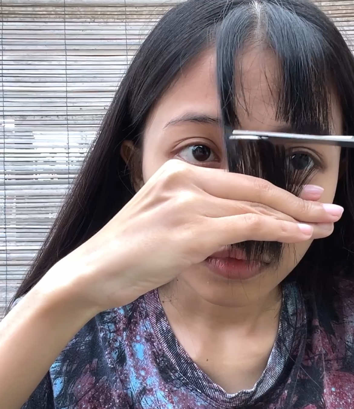 Dear Diary, it’s trimming time ✂️  And that day, I shouldn’t have cut my bangs 🥲 #haircut #hairtok #failed 