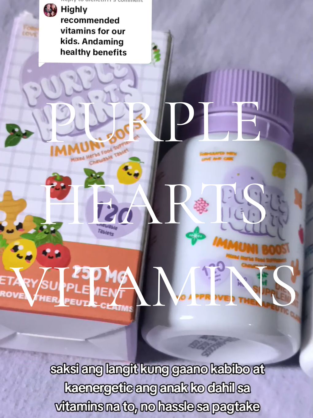 life saver talaga ng madiscover kotong vitamins na to para sa anak ko, bighelp lagi syang ganado💜 #vitamins #vitamin #purplehearts #supplements 