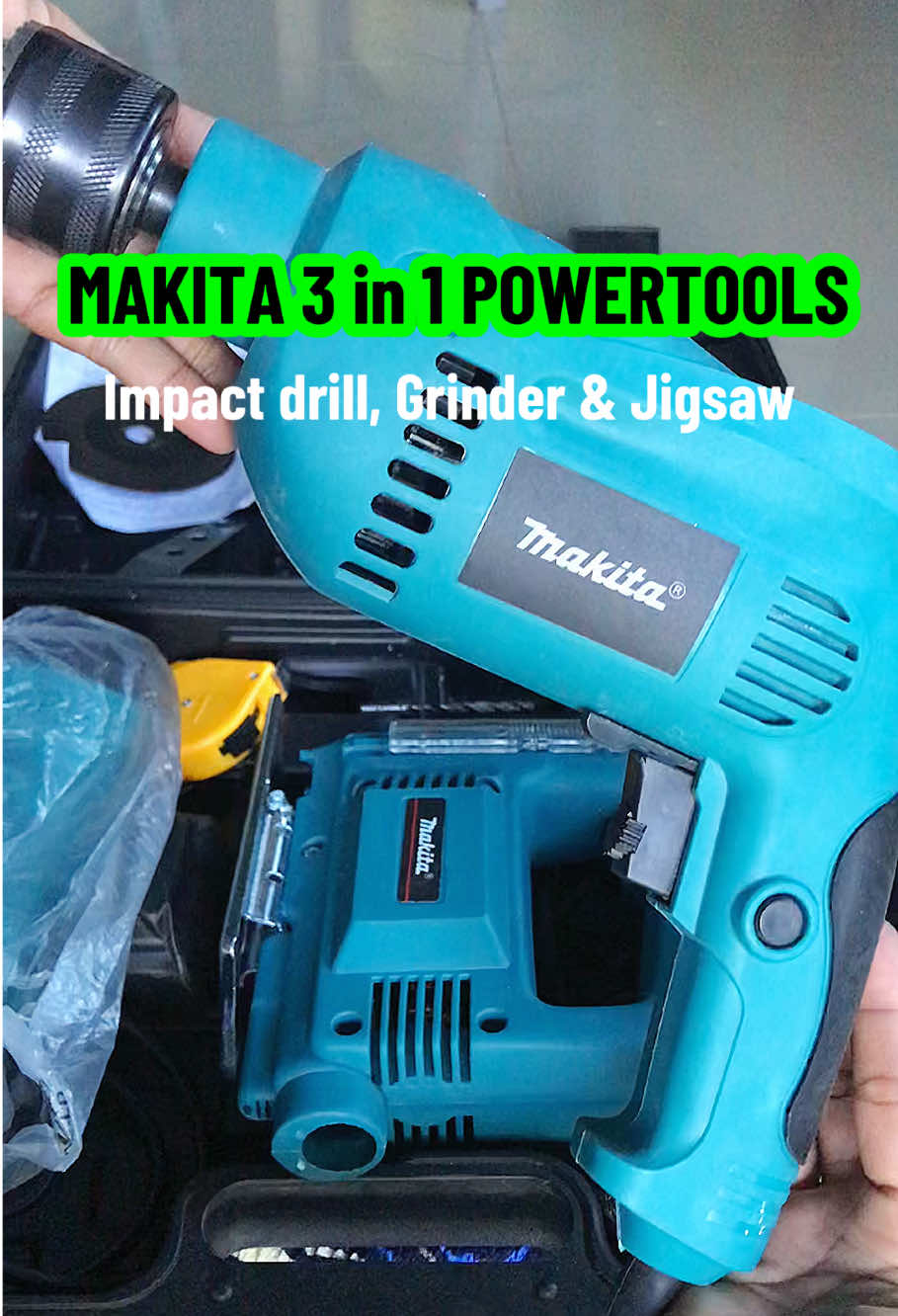 MAKITA powertools 3 in 1 set, Impact Drill, grinder and jigsaw #makita #makitapowertools #grinder #makitaimpactdrill #impactdrill #jigsaw #powertools #makitatools #powertoolset 