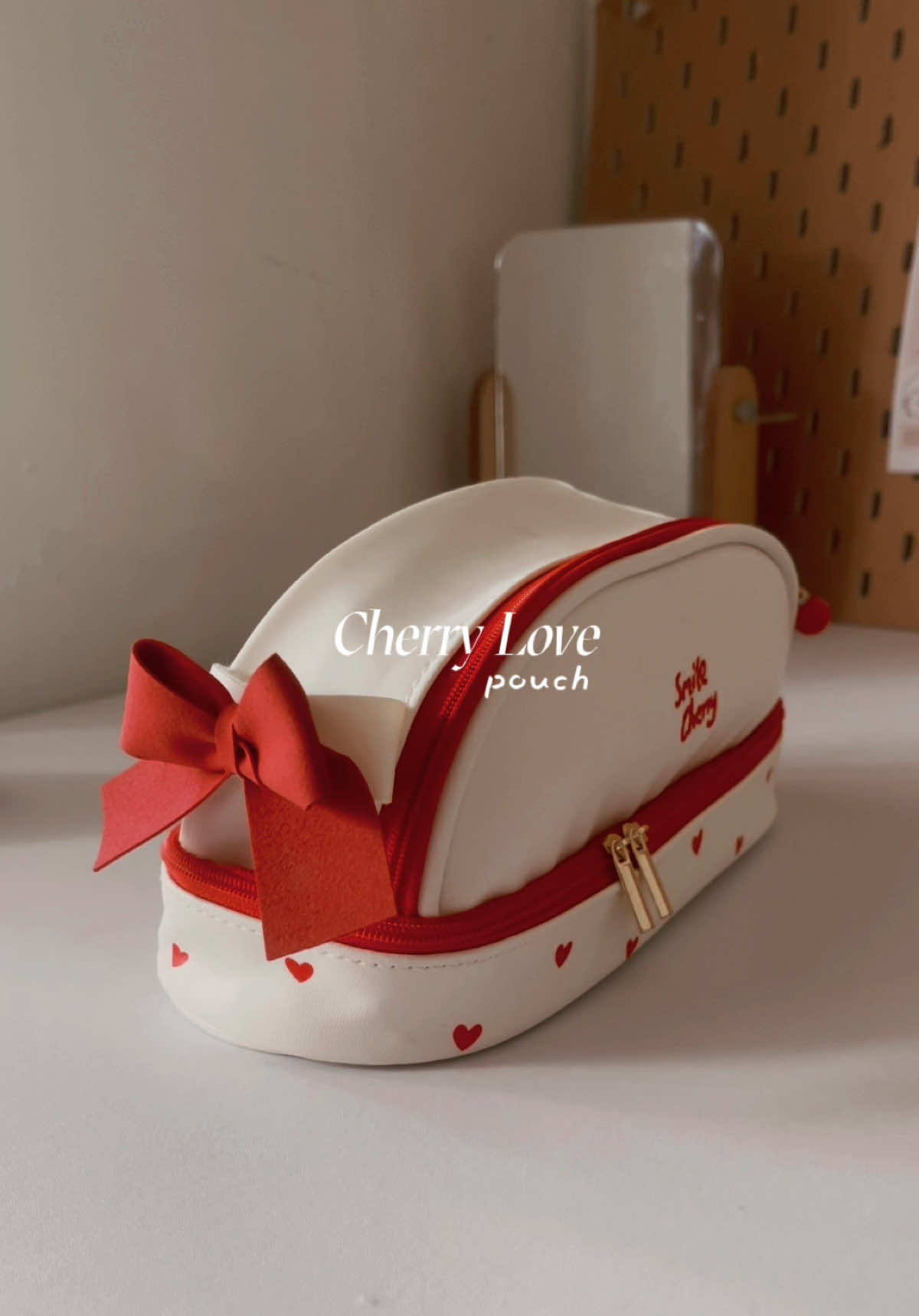𓂃࣪˖ 𖦹𐙚cherry love pouch that i love 🍒  #pouch #pencilcase #cutepouch #pouchmakeup 