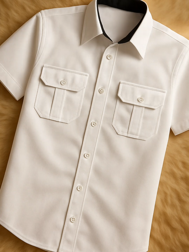 Atasan Baju Dinas Putih Pria Pendek Kerah Hitam Dinas Pria Baju Pdh #bajudinas #seragamkerja #seragamputih #kemejapendekpria #belilokal 