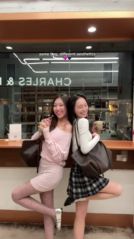choose your aesthetic 🩷🖤 w/ @angie  never taking off our new Calla bags 🫶🏻 literally my new work bag bc it fits my entire life in it @CHARLESKEITHOFFICIAL  . . . #imwithcharleskeith #charleskeithcommunity #bag #cute #fyp #viral #styling #aesthetic #invite #matcha 