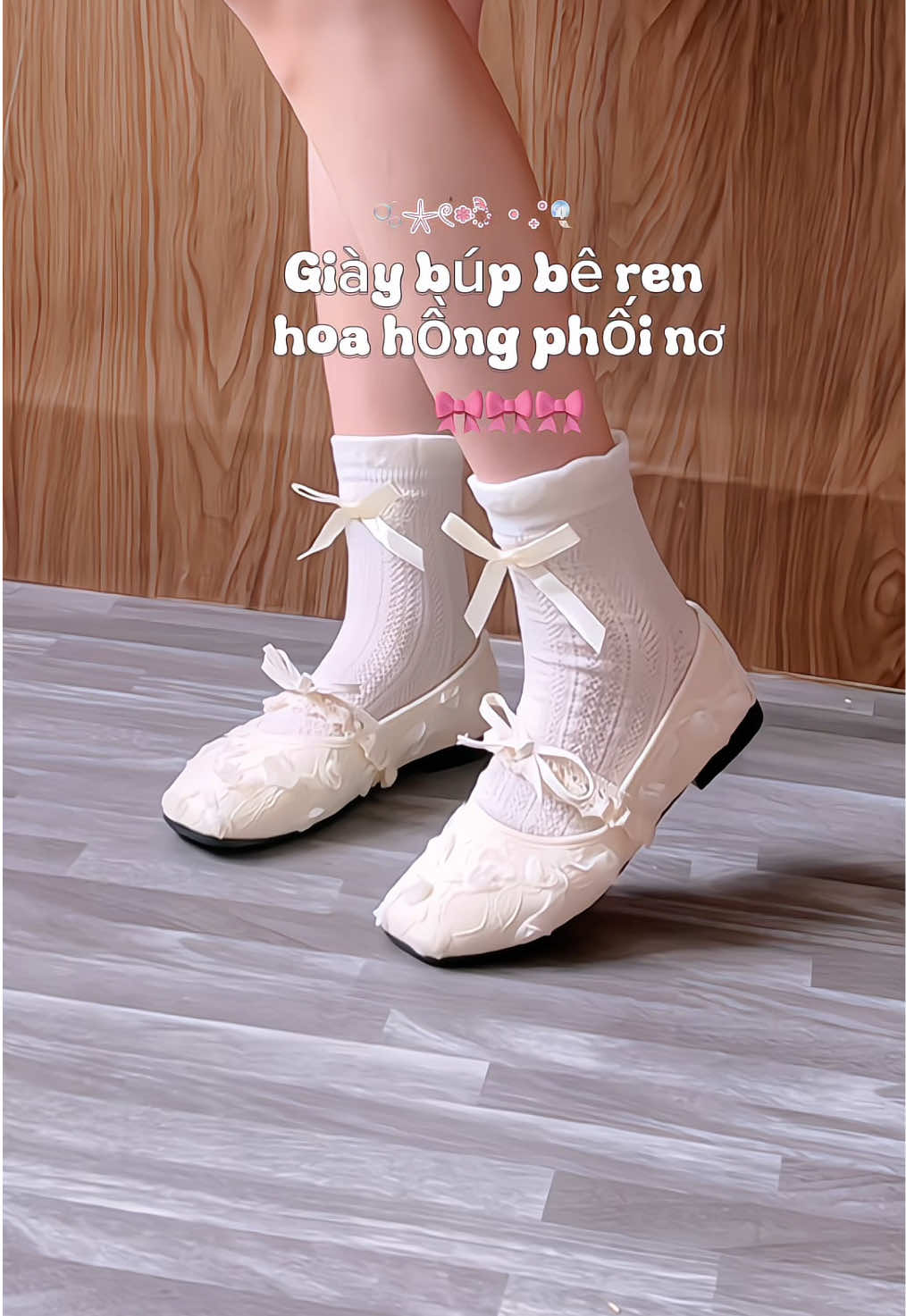 Giày búp bê ren hoa hồng đi lên chân xinh lắm nè, công túa bánh bèo á 🌸🌸🌸 #giaybupbe #giaydebet #giaybetnu #giaybupbexinh #giaybupbenu 