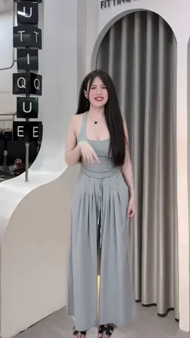 Set bộ ba lỗ, dây mix quần suông bồng bí, 3 màu đen, vàng, ghi