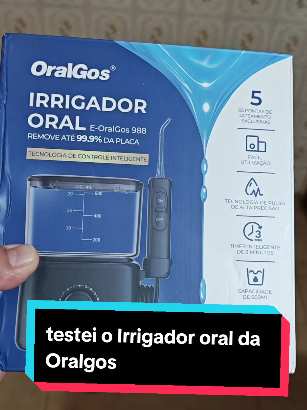 Irrigador bucal de mesa Oralgos com níveis de pressão ajustáveis e reservatório de alta capacidade. Remove restos de comida, placa bacteriana e combate mau hálito com precisão e conforto. Ideal para quem usa aparelho, tem gengiva sensível ou busca higiene bucal completa. Tecnologia prática e potente para sua saúde bucal! #irrigadorbucal #oralgos #higienebucal #tiktokshop #cuidadoscomosorriso #jatosdeagua #dentistatecnologia #cuidadopessoal #sorridosaudavel #ofertatiktok #tiktokshopbrasil #TikTokShop #review 