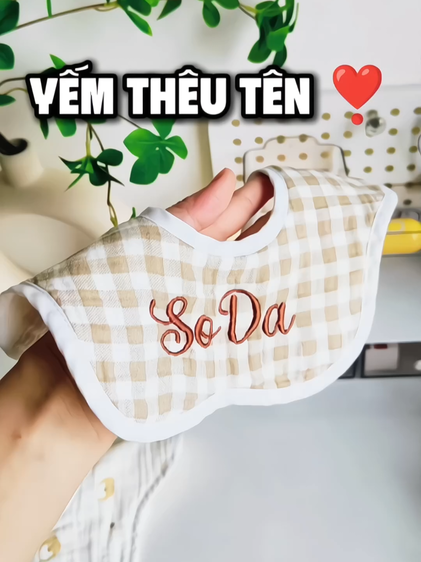 Yếm tròn thêu tên Muslin cho bé #yemtheuten #yemchobe #mejerryvasoda 
