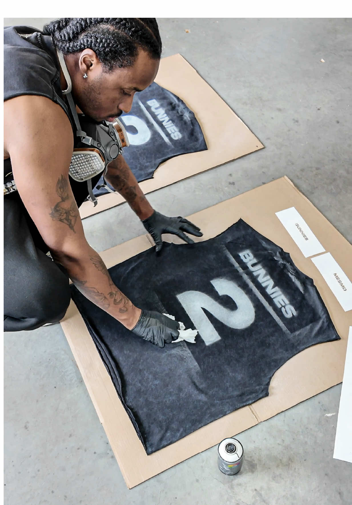 Custom tanktop and jeans for 2wobunnies at Afronation #vintagetshirt #distressedtshirt #spraypaint #tanktop #streetwearinspo #streetwear #fashion #bts #DIY 