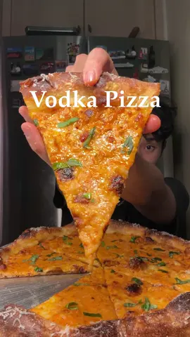 NY Style Vodka Pizza. Vodka Sauce Recipe: - 30 g olive oil - 40 g chopped onion - 40 g tomato paste - 30 ml vodka - 120 ml heavy cream - red pepper flakes as much as needed #pizza #homemade #vodkasauce #vodkapasta #mukbang #asmr #crunch #baking #EasyRecipe