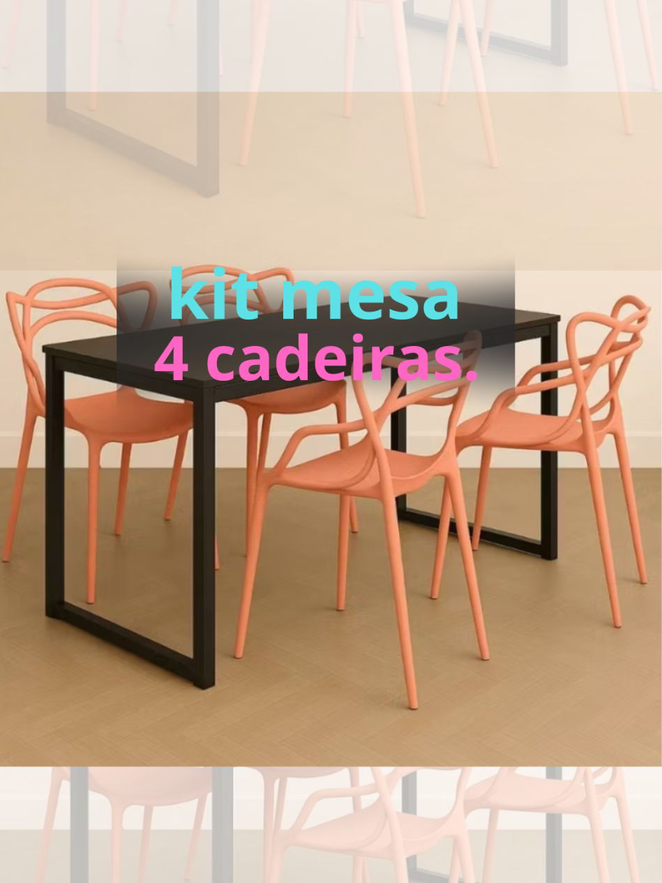 kit mesa estrutura de ferro pés com ligamento de MDF  e 4 cadeiras allegra ideal para ambientes modernos.#MesaModerna #DecoraçãoModerna #MóveisEstilosos #CadeirasAllegra #DicaDeDecoração #AmbienteModerno #CasaComEstilo