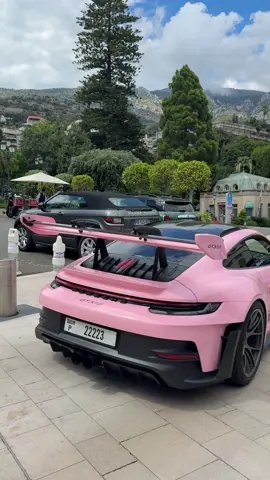 GT3 RS Dubai plate in Monaco.  #porsche #pinkcar #monaco 