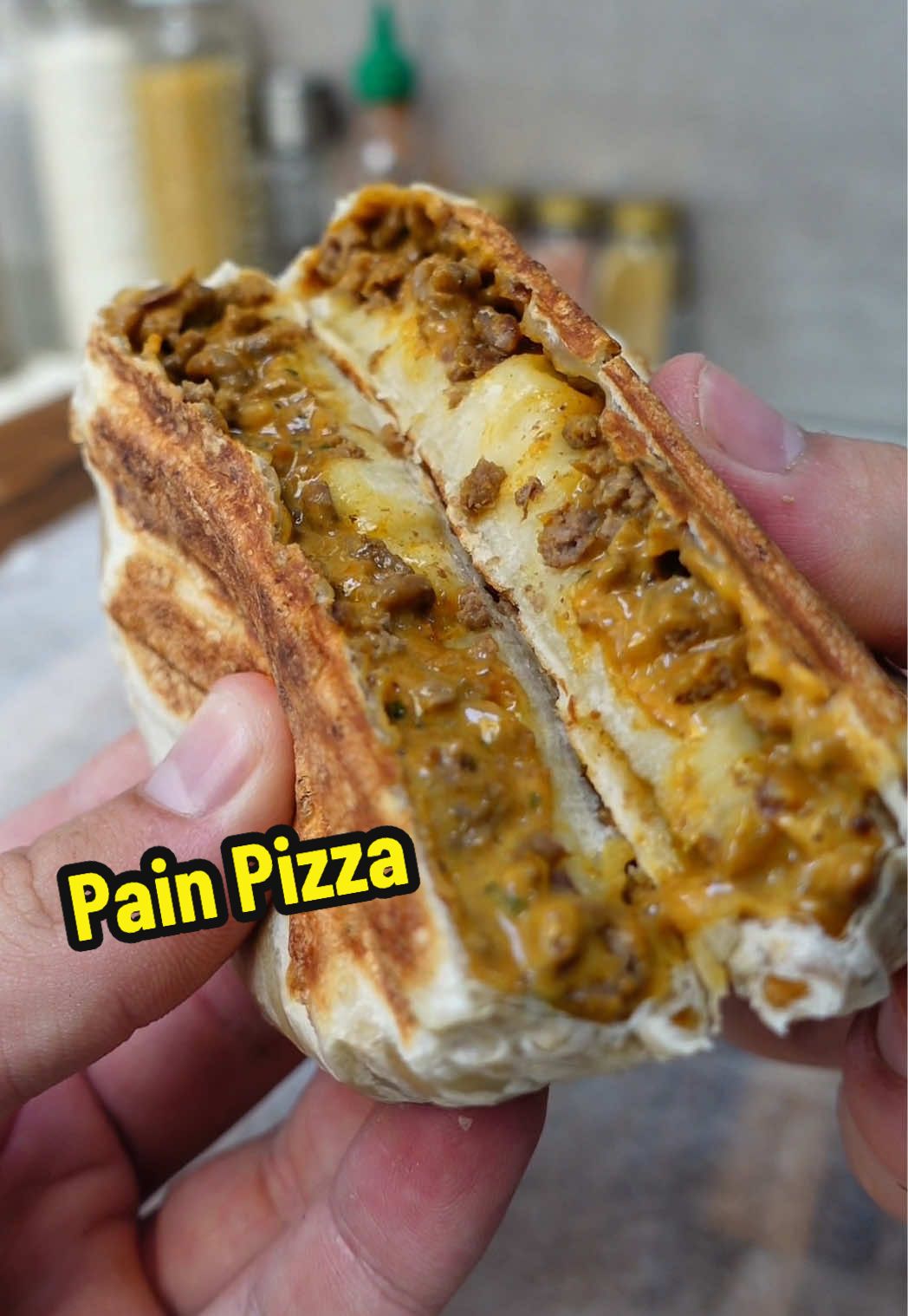 Pain Pizza à la viande hachée ! 🤤 #painpizza #recette #recetterapide #recettefacile