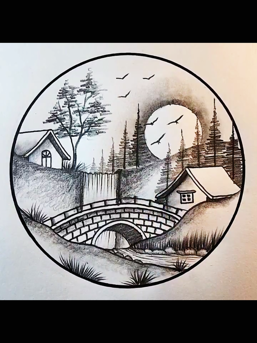 lightening sunset drawing Scenery with pencil ✏️  . . . #draw #drawings #usatiktok🇺🇸 #drawingprocess #drawingtutorial 