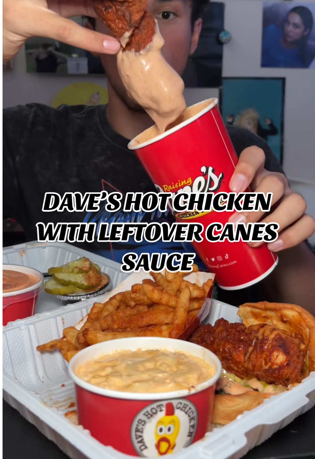 dave’s hot chicken with leftover canes sauce! this combo was sooo good! hope everyone is having a great week! god bless! @Dave’s Hot Chicken @Raising Cane's #daveshotchicken #raisingcanes #mukbang #Foodie #fastfood #foodtiktok 
