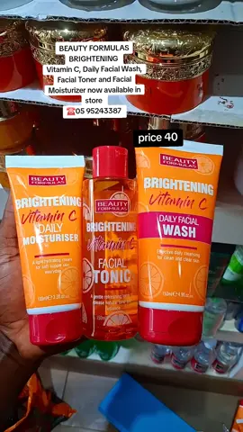 BEAUTY FORMULAS BRIGHTENING  Vitamin C, Daily Facial Wash, Facial Toner and Facial Moisturizer now available in store kindly send us dm or WhatsApp 05 95243387  #cosmetics #skincare #ghanatiktok🇬🇭 #accraghana🇬🇭 #fyp #foryoupage #creatorsearchinsights 