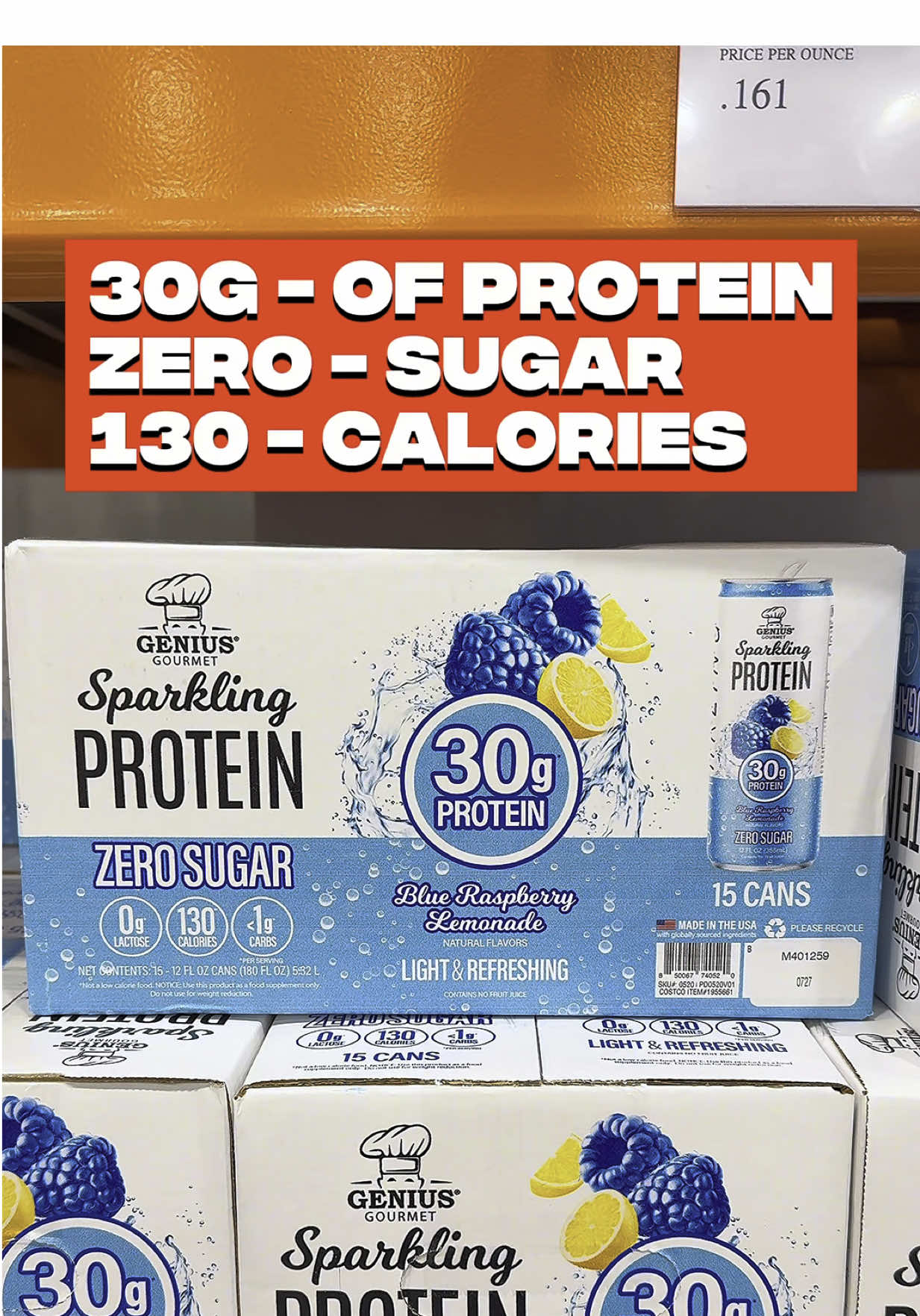 Costco is now carrying Genius Gourmet sparkling protein water and each can packs 30g of protein—$28.99 for a full variety pack. It’s fizzy, refreshing, and zero sugar, perfect for post-gym hydration or mid-day cravings—share this with your workout buddy. @Costco Wholesale #costcofinds #costcowonders #costcoinfluencer #costco #GymTok #30gprotein #sparklingproteinwater #geniusgourmetdrinks