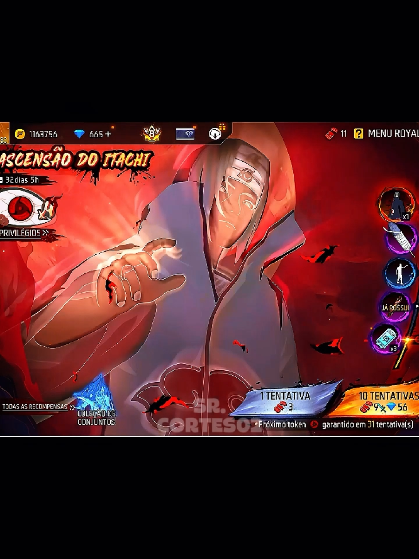 YELLOW PEGANDO O ITACHI COM MENOS DE 800 DIMAS #freefire #yellow #itachi #narutoxfreefire #ff #clipes #videoviral