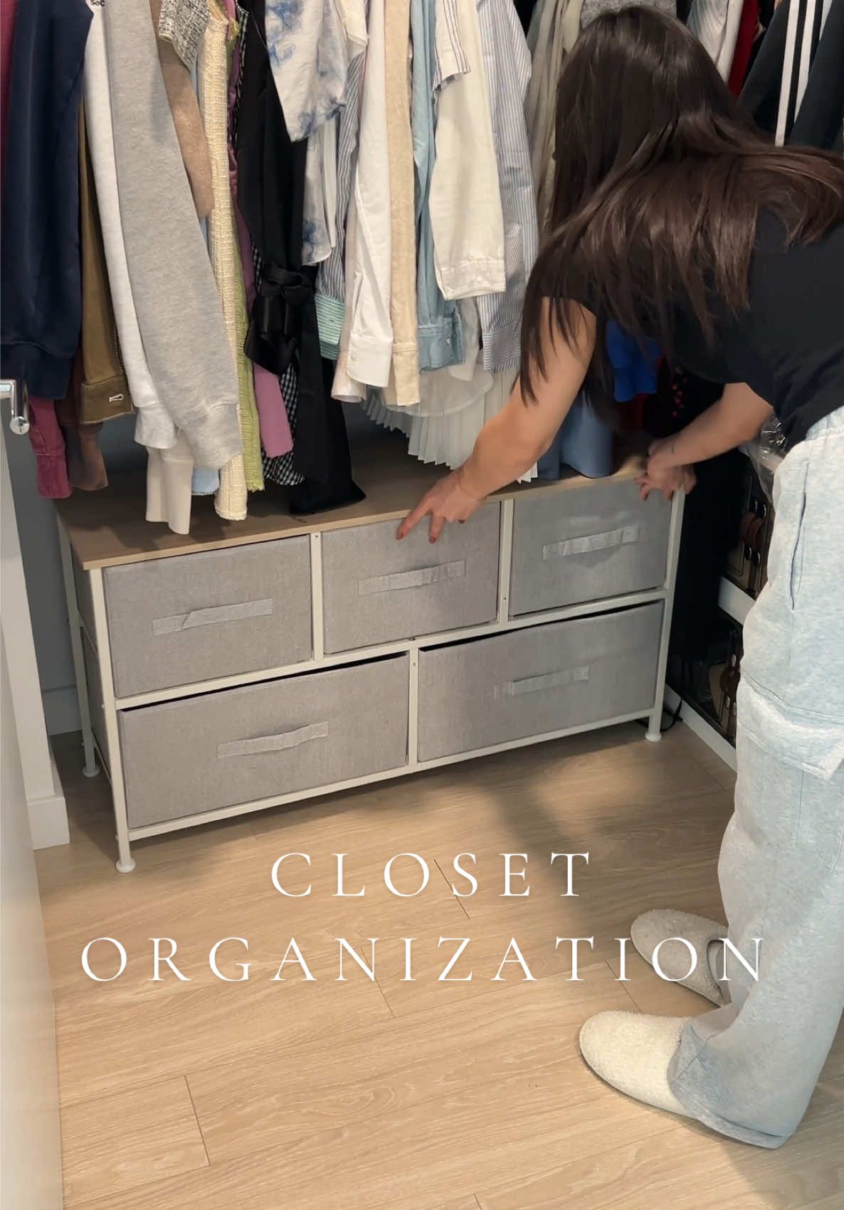 maximizing space in a small closet with these fabric dressers 🧦 utilize that space under your clothes and this dresser is so easy to assemble! find it on my LTK or amazön sf ❤️#closethacks #closetorganization #closettour #fabricdresser #amazonfinds #ttshopdeals #ttshop  #closetcleanout #clothinghacks #closettour #smallspaceliving #apartmenttherapy #apartmentliving #apartmentlife #spacesaver #organizationhacks 
