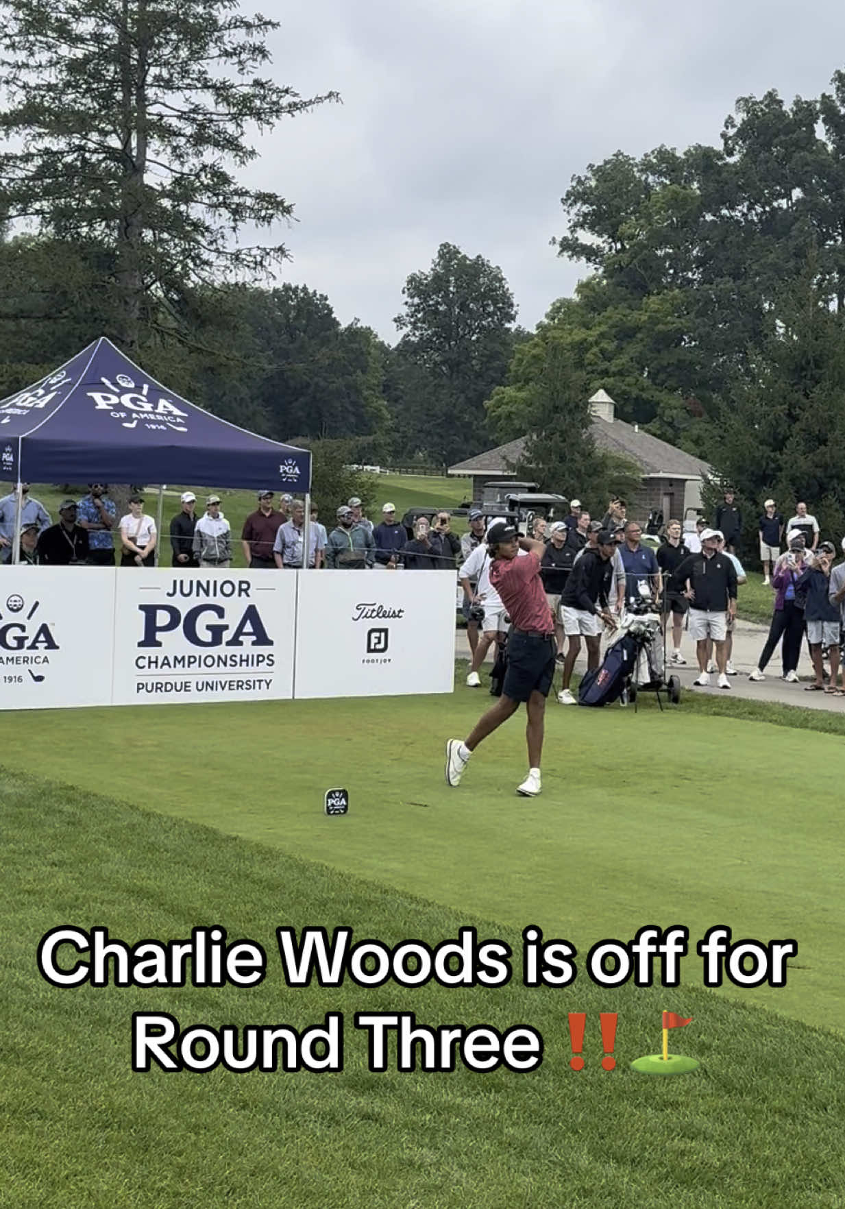 Charlie Woods begins Round Three of the 2025 Junior PGA Championships.   #fyp #golf #charliewoods #tigerwoods #juniorpga