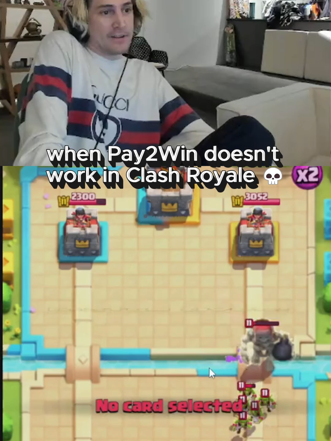 when p2w doesnt work in clash royale 💀 #xqc #clashroyale #stream #kick