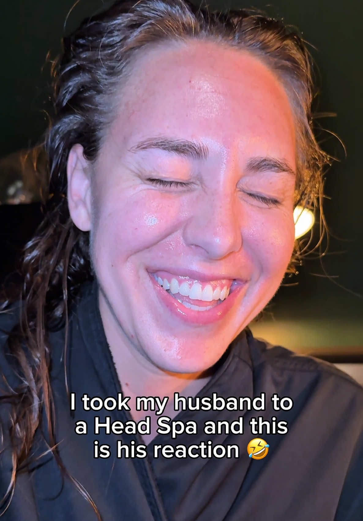 I can’t stop laughing 🤣 full video of his Head Spa experience reactions are on my profile!  #hayleyandmo #marriagehumor #spaexperience #headspa #funnyhusband @Mo @Glo Head Spa 