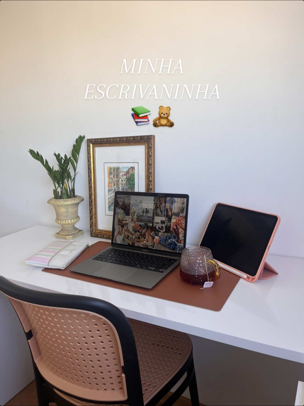 Achei a escrivaninha mais linda pro meu cantinho de estudos e foi na Shopee! Paguei 399,00 e o tempo de entrega foi record! Agora só falta decorar💫 #vaiprafy #shopee #achadosshopee #shopeefinds #fyyyy #decor 