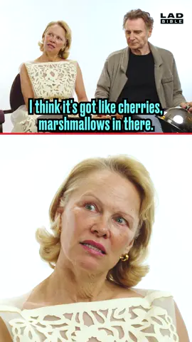 Pamela Anderson and Liam Neeson try Canadian and Northern Irish foods 🧁 #pamelaanderson #liamneeson #snack #movie