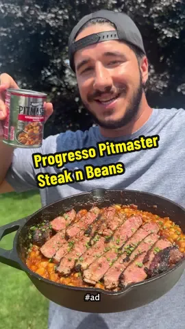 Steakhouse Style Steak n Beans (the easy way) with @Progresso — big, bold BBQ flavor without ever touching the grill. Just heat, eat, and enjoy the comfort. Visit your local retailer to purchase Progresso Pitmaster #ProgressoPartner 